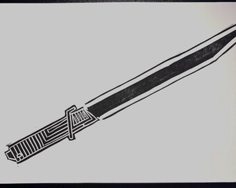 Linogravure du sabre noir de Star Wars Rebels