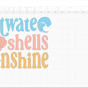 saltwater seashells sunshine groovy summer shirt design png svg bundle make family tshirts tumblers tote bags stickers and more to sell or gift with sublimation or cricut or silhouette cutting machines. Great beach vacation craft project.