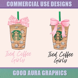 Ice Coffee Cup Girly Watercolor Coquette Pink Black Bow Shirt Design | Summer Coffee Trendy Png For Sublimation DTF | Soft Girl Bundle