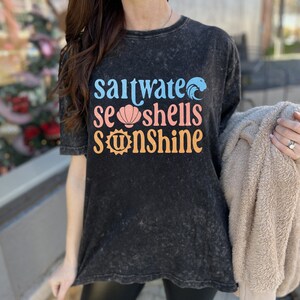 saltwater seashells sunshine groovy summer shirt design png svg bundle make family tshirts tumblers tote bags stickers and more to sell or gift with sublimation or cricut or silhouette cutting machines. Great beach vacation craft project.