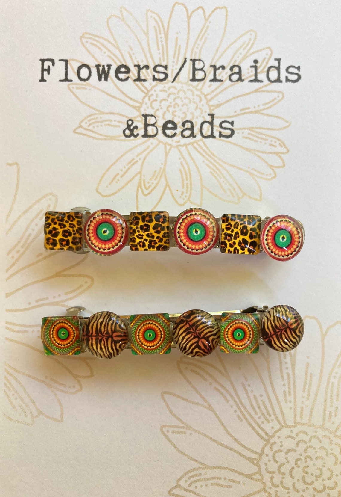 Beaded colorful Barrettes set of 2 matching French barrettes Etsy