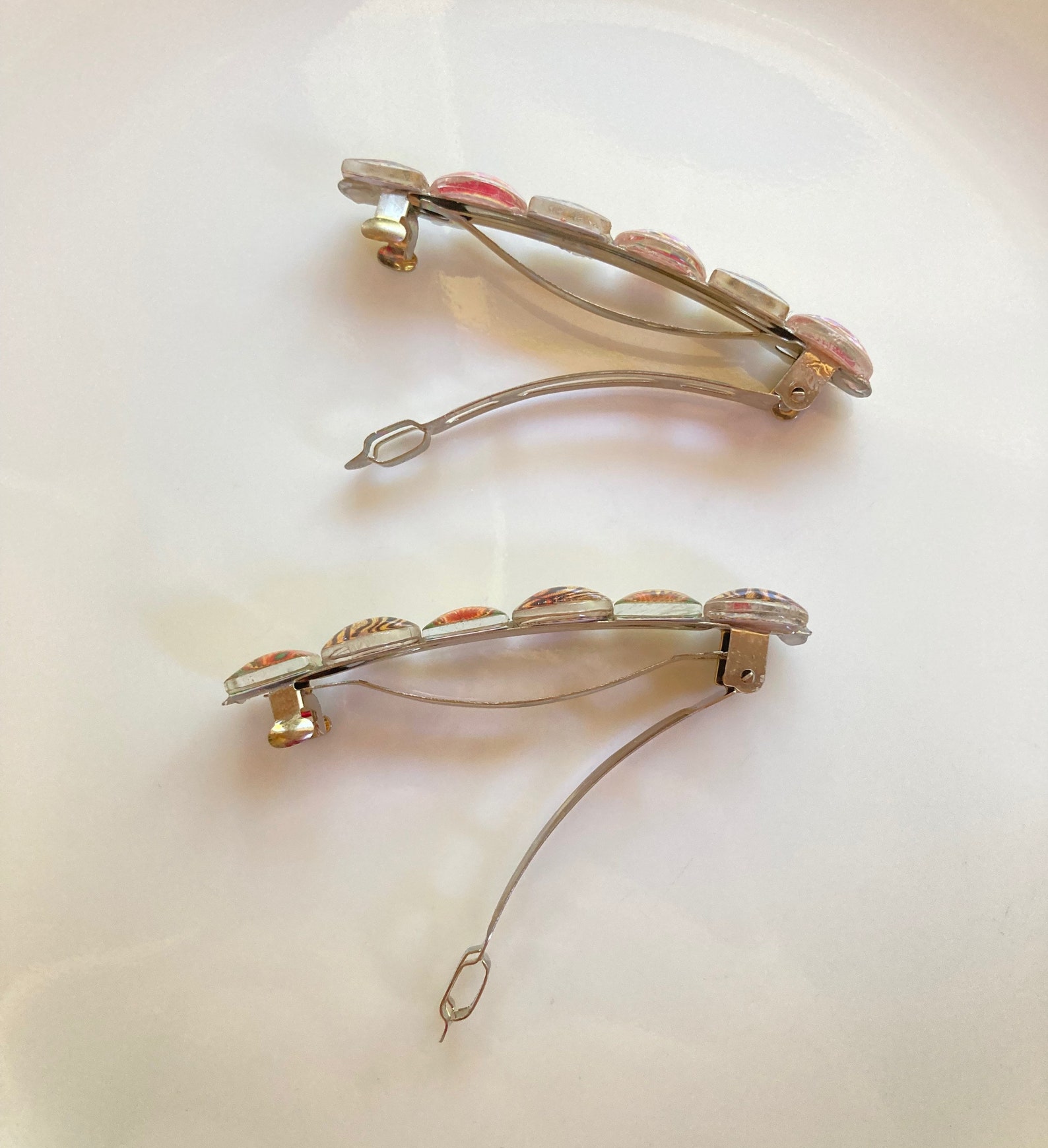 Beaded colorful Barrettes set of 2 matching French barrettes Etsy