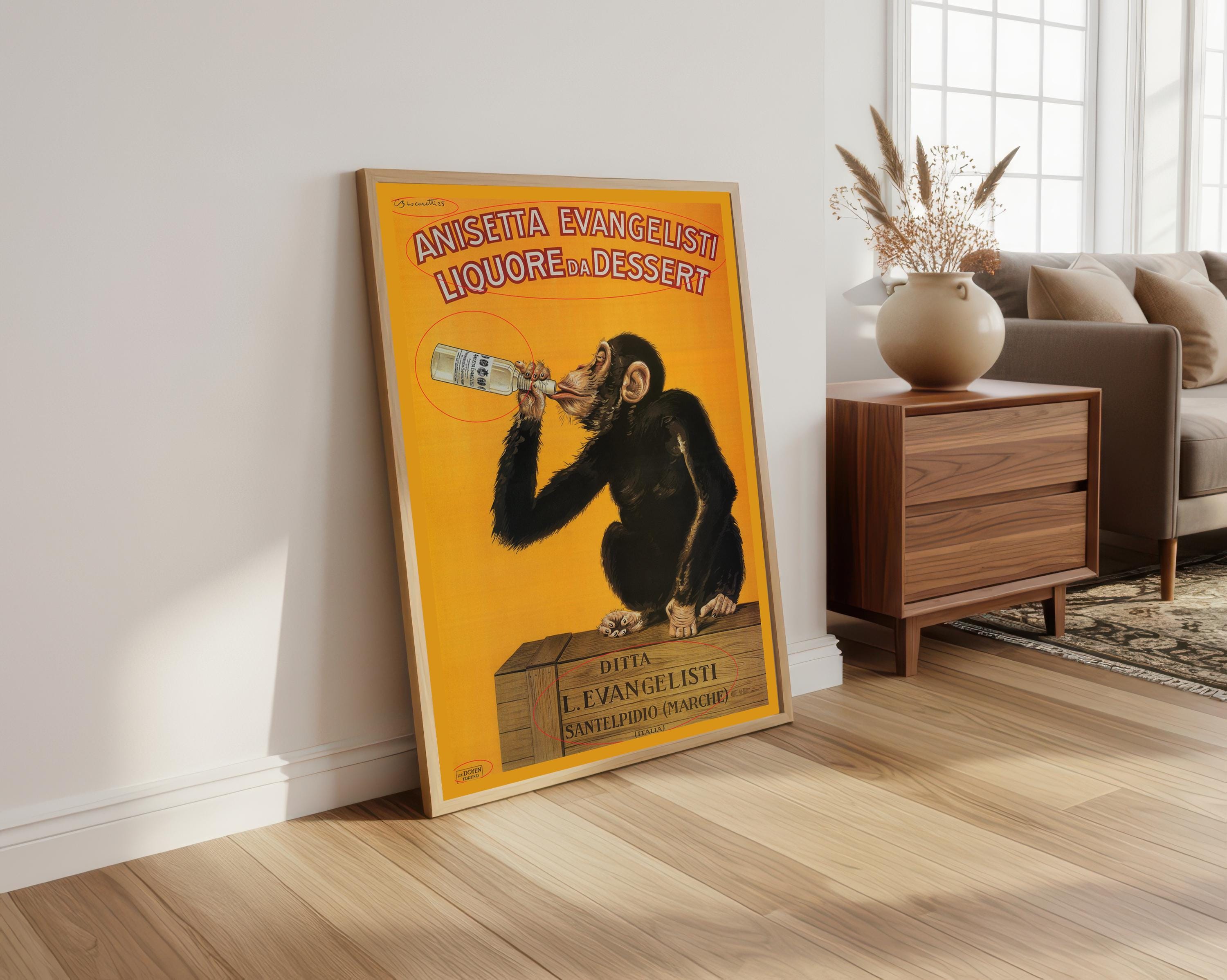 Anisetta Evangelisti Monkey Liquor Poster: Vintage Paris Advert - Etsy