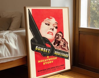 Sunset Boulevard-filmposter: vintage bioscoopkunstafdruk