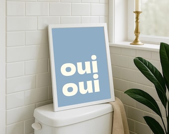 Oui Oui Print: Retro Bathroom Wall Art