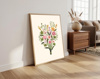 Vintage Floral Print: Colourful Flower Market Wall Art