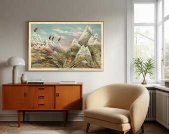 Vintage Geology Print: Levi Walter Yaggy, Ascending Regions Nature Wall Art