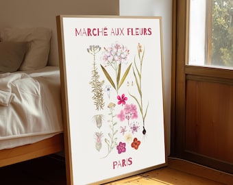 Marché aux Fleurs Print: Vintage Parisian Flower Market Art