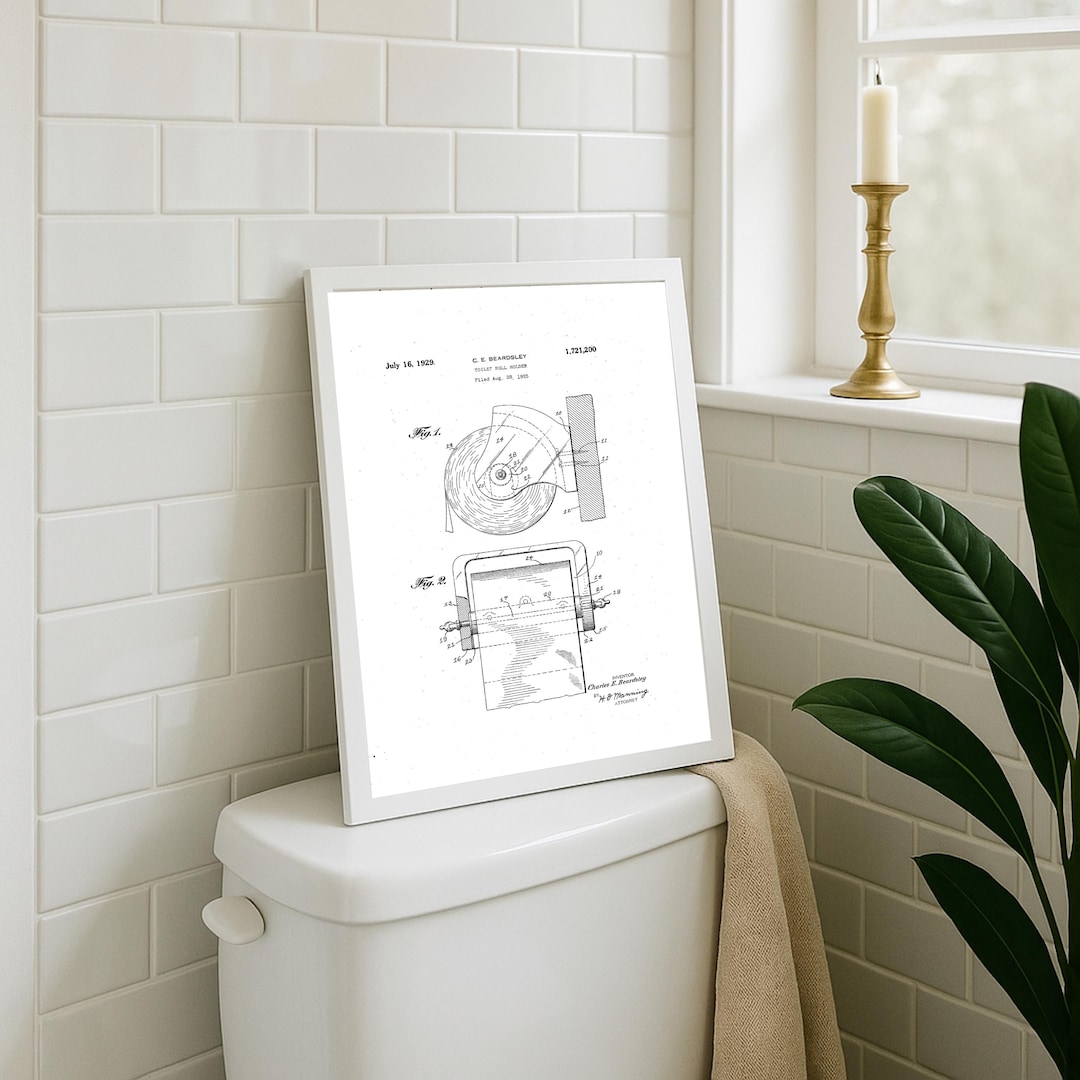 Vintage Toilet Paper Holder Patent Print: Funny Bathroom Wall Art - Etsy
