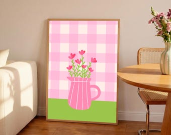 Stampa colorata del mercato dei fiori: decorazione floreale rosa per la casa