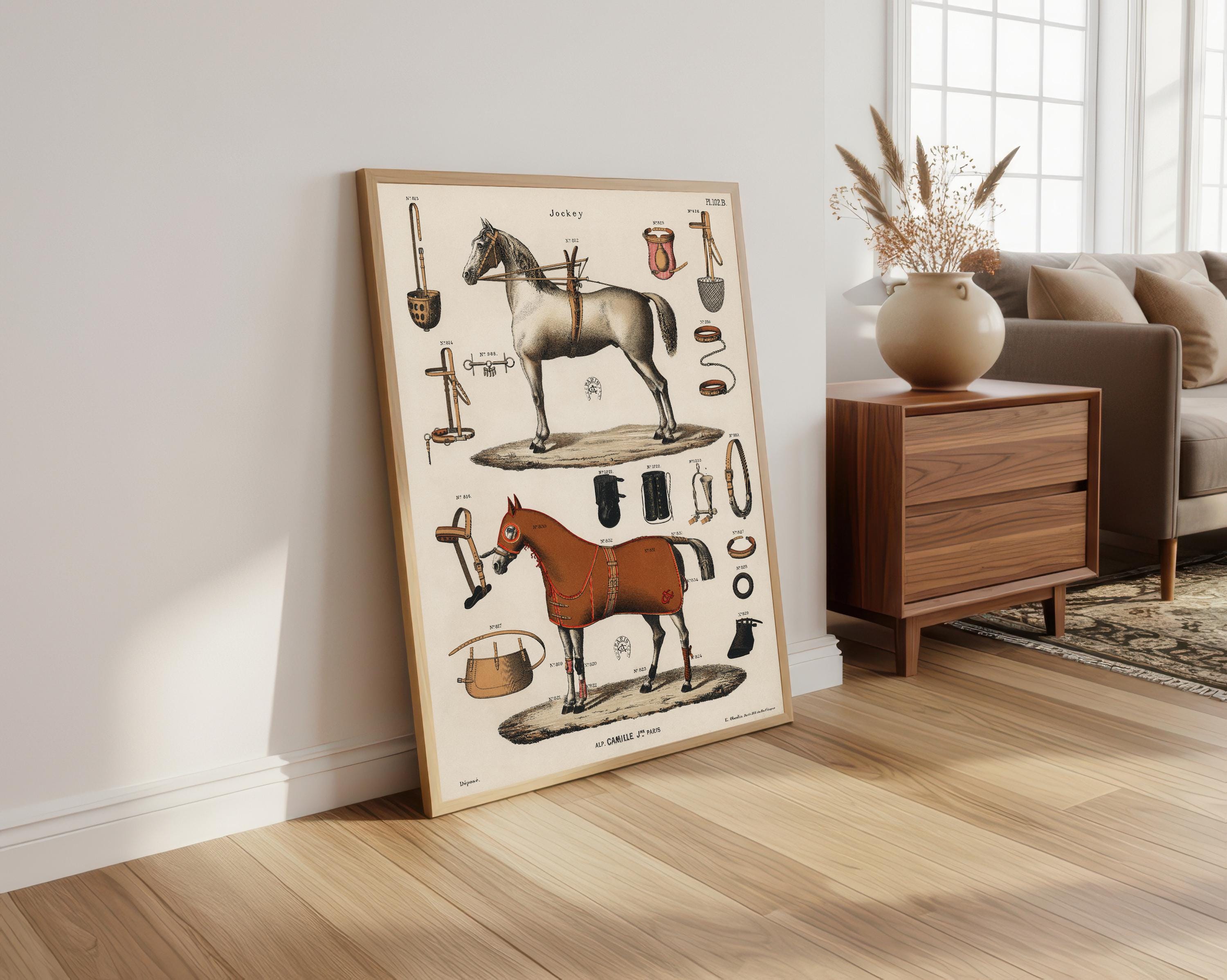 昭和レトロ！Horse 特撰寫版 謄写版 ガリ版 アンティーク Antique Horse Riding Equipment Art Print: Equestrian