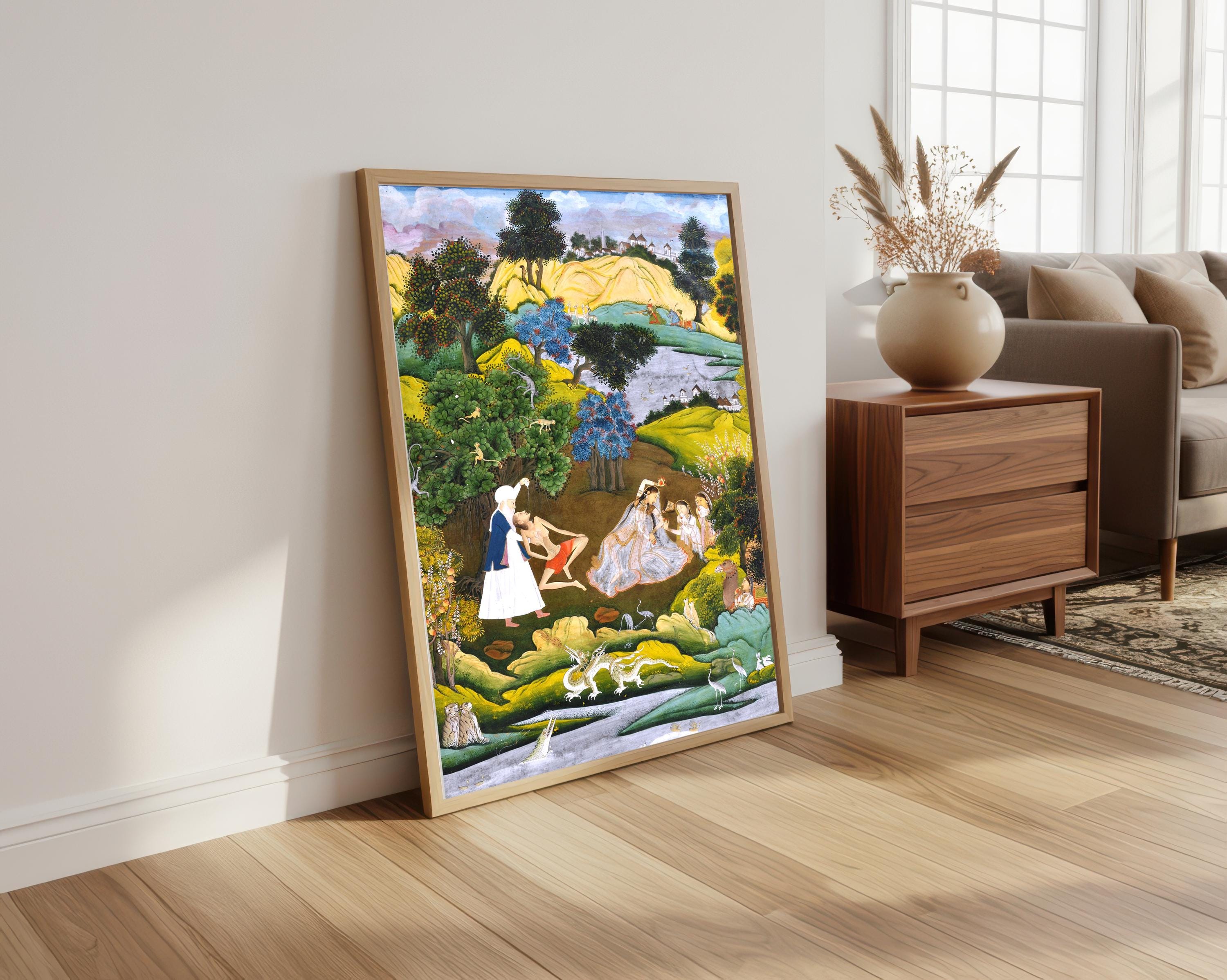 Laila and Majnun Print: Persian Miniature Tapestry Art (A4/A3/A2