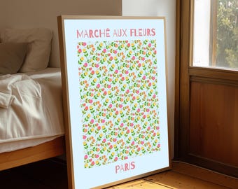 Marché aux Fleurs Vintage Print: Paris Flower Market Wall Art