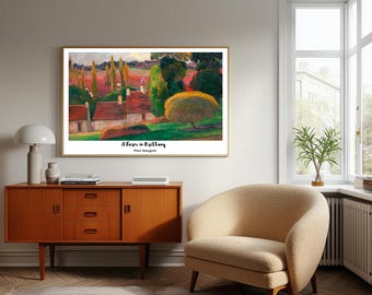 Paul Gauguin Print: Brittany Farm Landscape, Vintage French Art