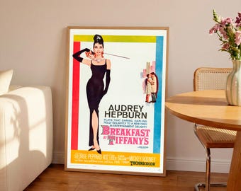 Breakfast at Tiffany's Movie Poster: Audrey Hepburn, Vintage Cinema Art