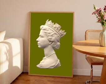 Queen Elizabeth Machin Sculpture Print: Royal Family Memorabilia