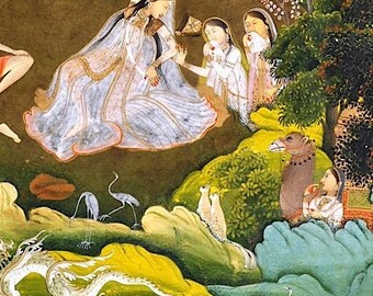 Laila and Majnun Print: Persian Miniature Tapestry Art (A4/A3/A2