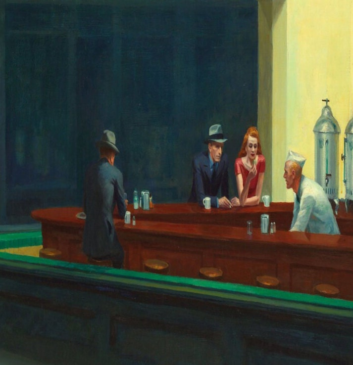 Edward Hopper Nighthawks, T, American Realist Art, Urban Scene Art