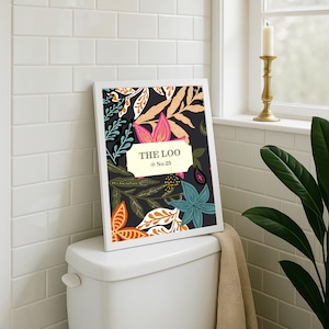 Stampa personalizzata per il bagno: poster floreale per il WC, disegno divertente