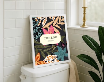 Personalized Bathroom Print: Floral Loo Poster, Funny Art