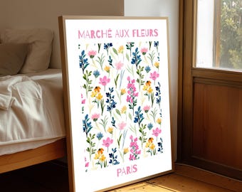 Vintage Flower Market Print: Marché aux Fleurs, Paris Wall Art
