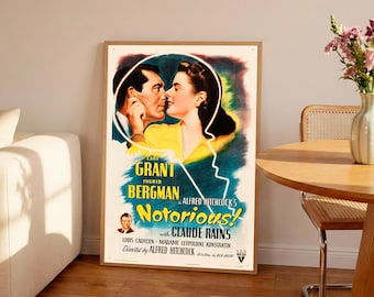汚名 (1946) ポスター アメリカンスパイ フィルムノワール 壁飾り