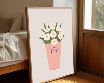 Colorful Flower Market Print: Minimalist Floral Wall Art