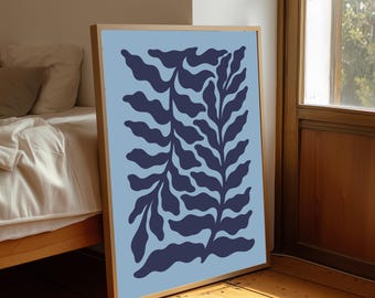 Blue Floral Print: Vintage Style Flower Market Wall Art