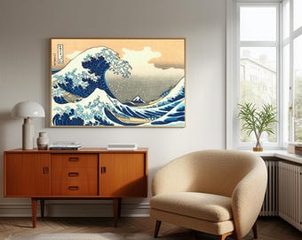 The Wave off Kanagawa Art Print, Hokusai-houtsnede, Japans decor