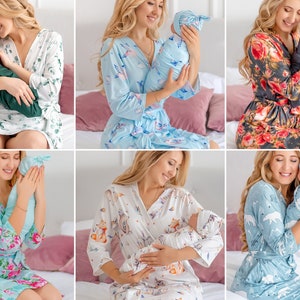 Matching robe and swaddle set mom and baby, Maternity robe and matching baby set, Mommy and baby robe and swaddle boy girl, Mom and baby set