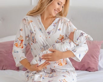 Mom and me robe and swaddle boy girl set Mom robe and baby swaddle Mommy robe and swaddle set Mommy and me robe and swaddle Matching blanket