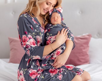 Labor and Delivery Gown Matching Baby Set Labor and Delivery Gown