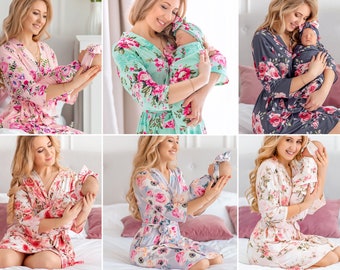Pregnancy Robe and Swaddle Girl, Postpartum Robe and Swaddle Set