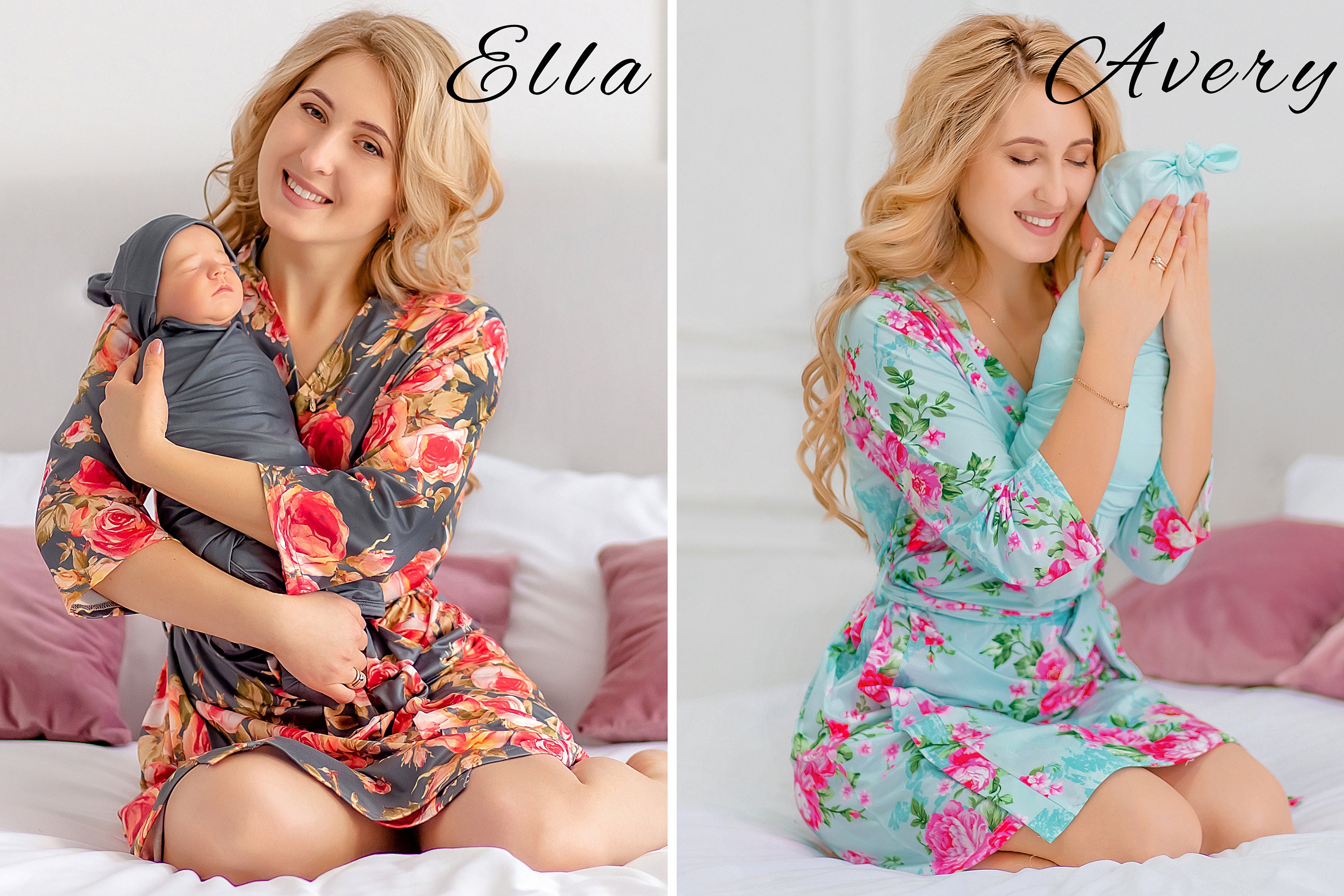 Matching Robe and Swaddle Set Mom and Baby, Maternity Robe and Matching ...