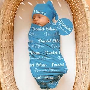 Personalized Custom Swaddle Set, Personalized Name Swaddle Blanket, Baby Swaddle For Girl Boy, Newborn Swaddle, Hospital Coming Home Outfit