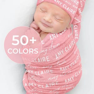 Personalized Custom Swaddle Set, Personalized Name Swaddle Blanket, Baby Swaddle For Girl Boy, Newborn Swaddle, Hospital Coming Home Outfit