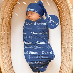 Personalized Custom Swaddle Set, Personalized Name Swaddle Blanket, Baby Swaddle For Girl Boy, Newborn Swaddle, Hospital Coming Home Outfit