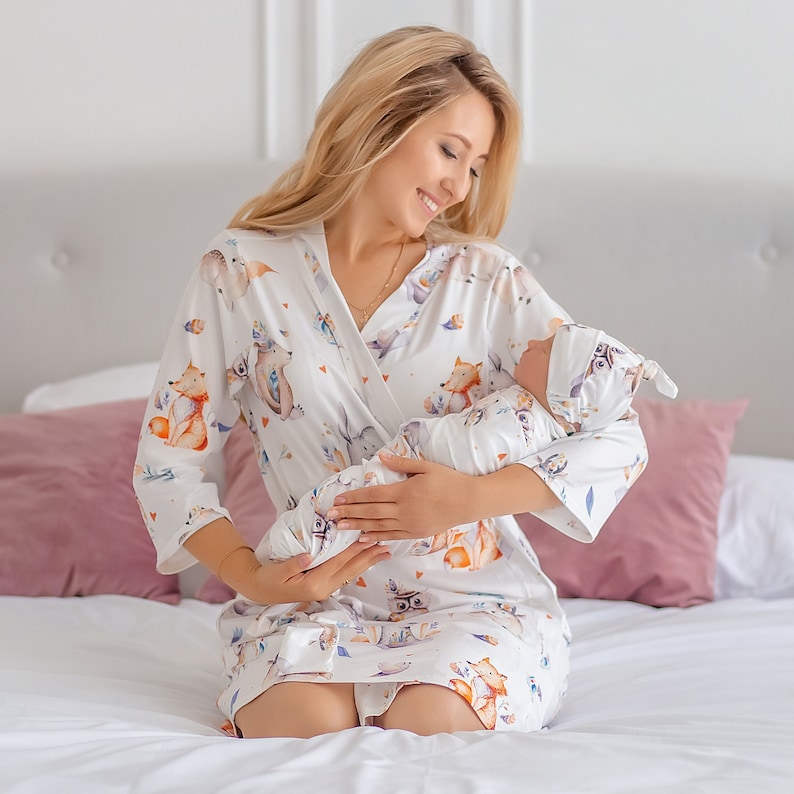 Matching Robe and Swaddle Set Mom and Baby Maternity Robe and Etsy