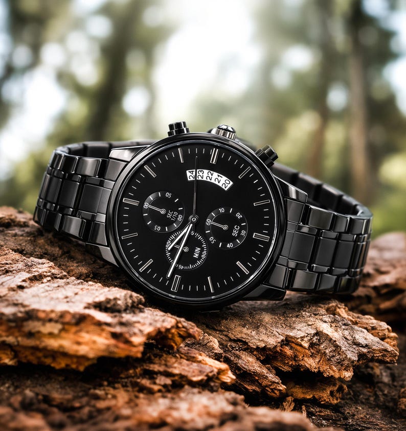 Engraved Mens Watch, Custom Wrist Watch For Men, Personalized Gift for Husband, Dad, Father – Birthday, Anniversary, Fathers Day, Christmas image 1