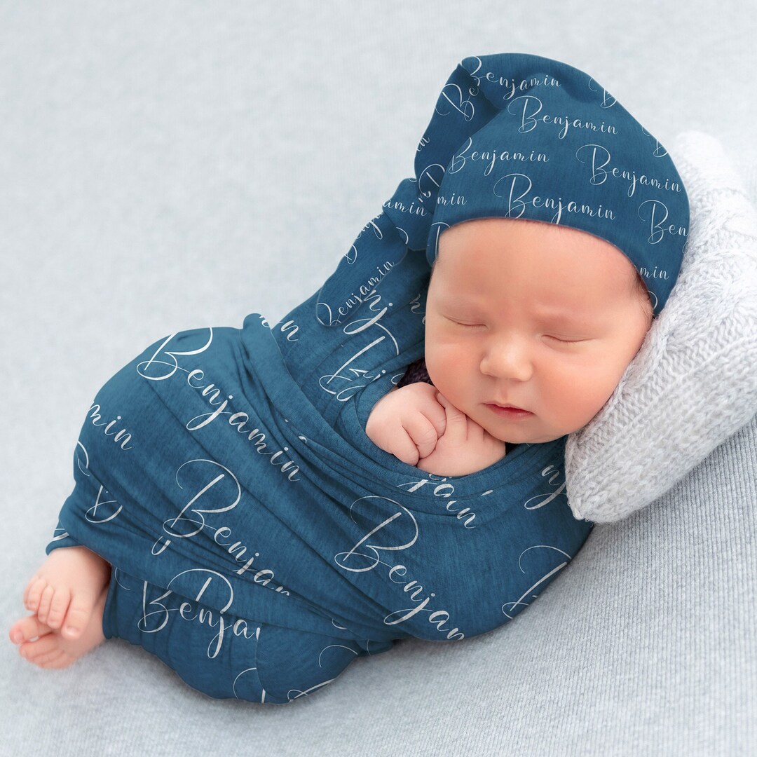Personalized Name Swaddle Blanket Personalized Swaddle Set Etsy