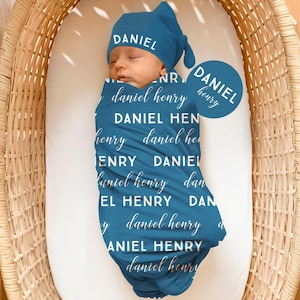 Personalized Custom Swaddle Set, Personalized Name Swaddle Blanket, Baby Swaddle For Girl Boy, Newborn Swaddle, Hospital Coming Home Outfit