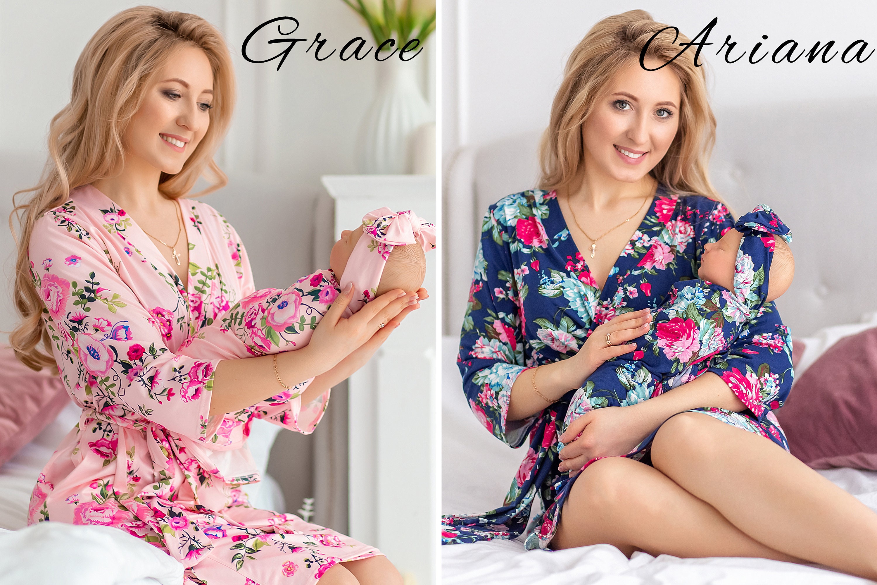 Baby Robe Set Matching Robe and Swaddle Set Mom and Baby Maternity Robe and - Etsy