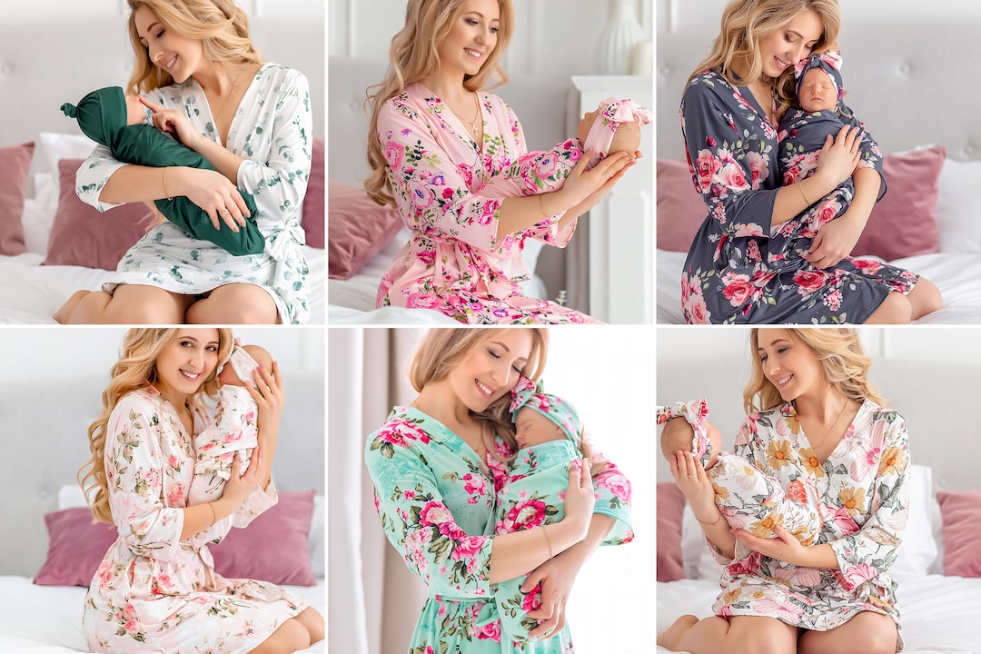 Labor and Delivery Gown Matching Baby Set Labor and Delivery Gown and ...