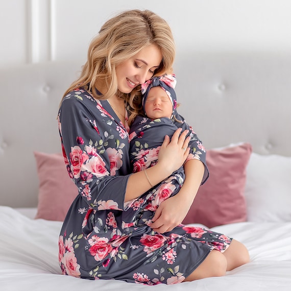 Plus Size Maternity Robe And Swaddle [Mommy & Me Matching Set]