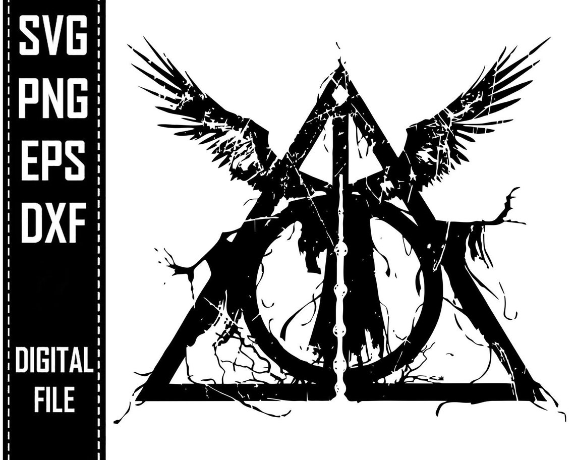 Deathly Hallows Svg Eps Png Dxf Harry Vector Silhouette Wizard Etsy