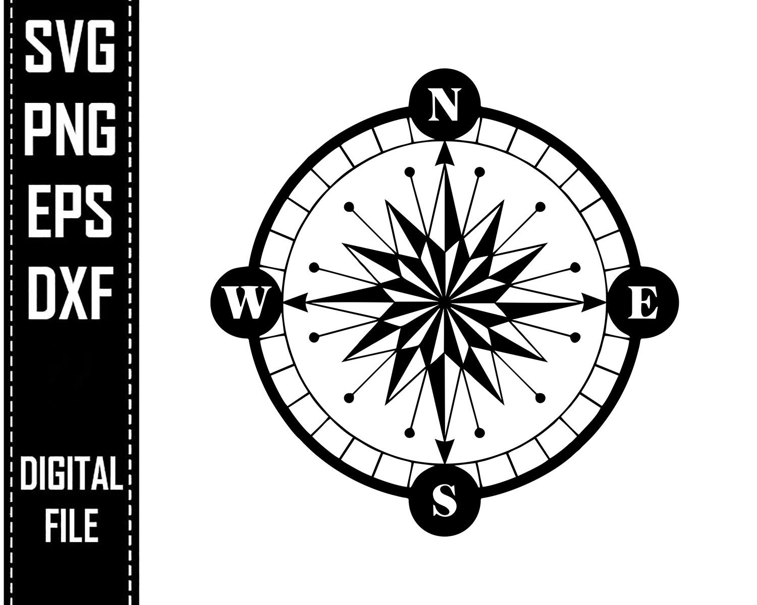 Compass Star Svg Compass Star Eps Navigation Png Compass Star Etsy