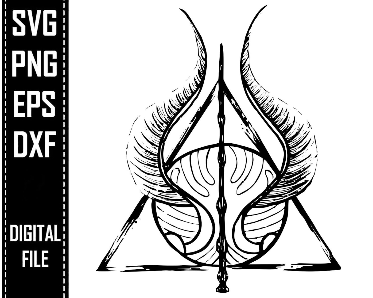 Deathly Hallows Svg Eps Png Dxf Harry Vector Silhouette Wizard | Etsy