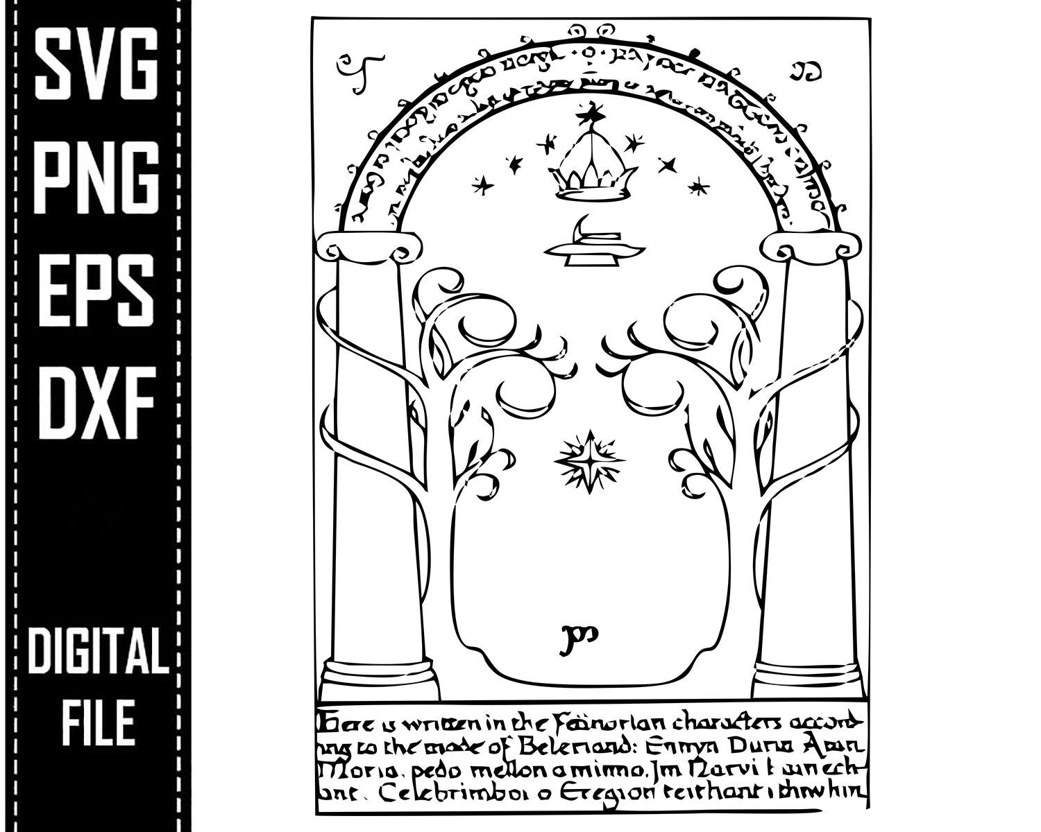 Durin's Door Eps Png Dxf Svg Dwarf Door Cricut Cameo Etsy Australia