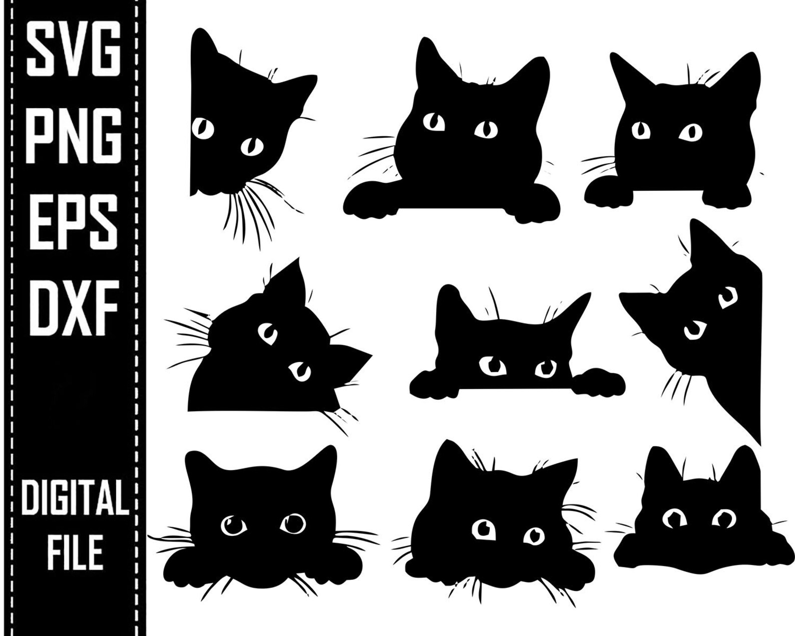 Cats Bundle Cute Cats Stencil Animal Png Clipart Home Animal | Etsy