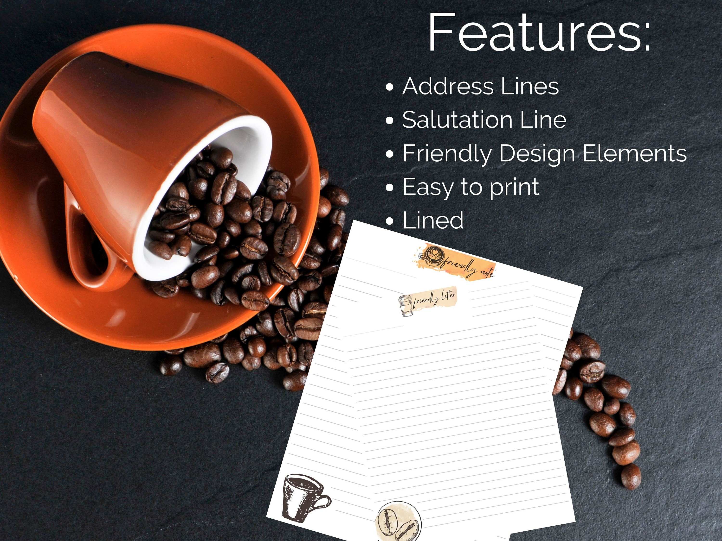 Stationery Letter Writing set Coffee lovers delight Lined Etsy